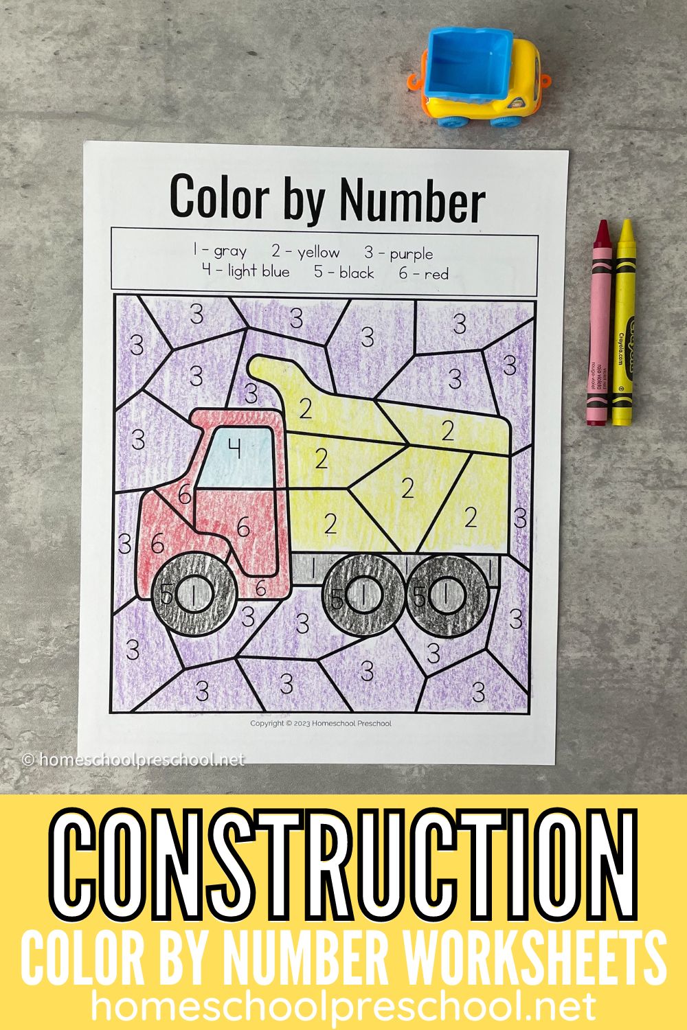 construction-preschool-activities Construction Color by Number