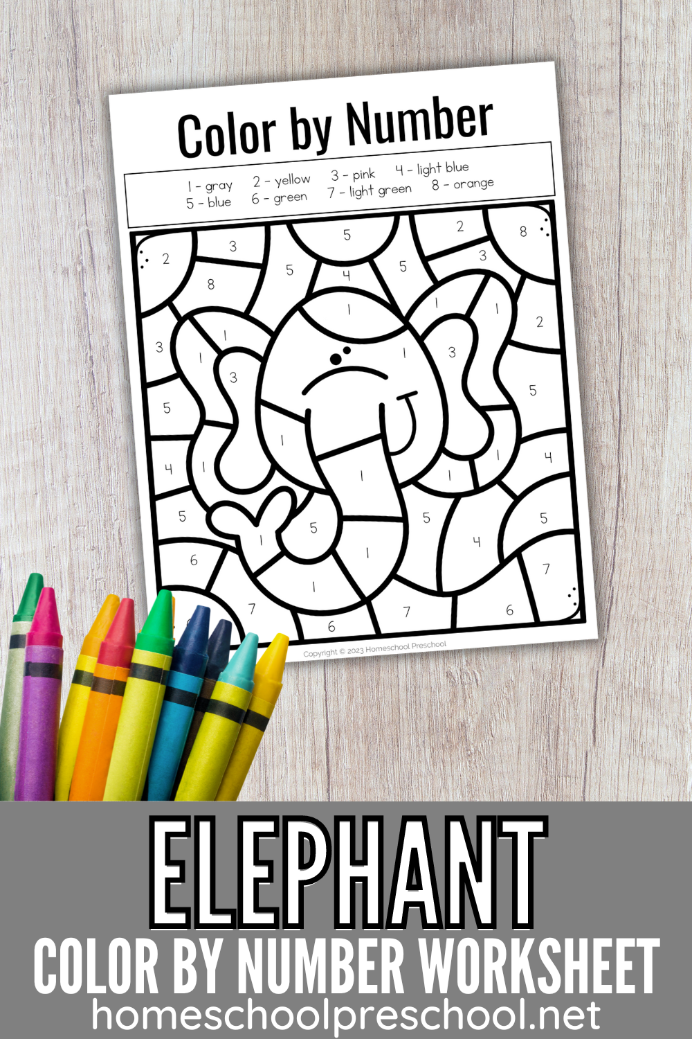 e-is-for-elephant-template Color by Number Elephant