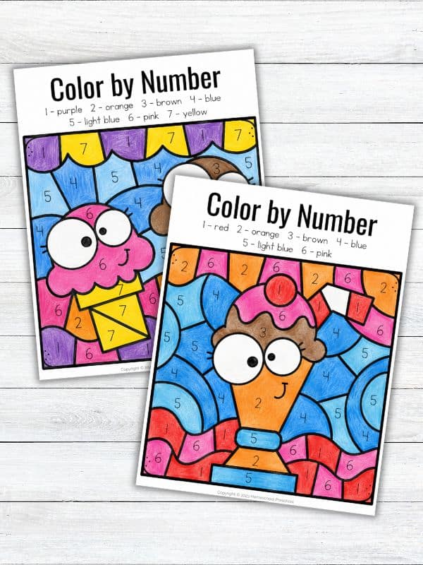 Ice Cream Color by Number Worksheet