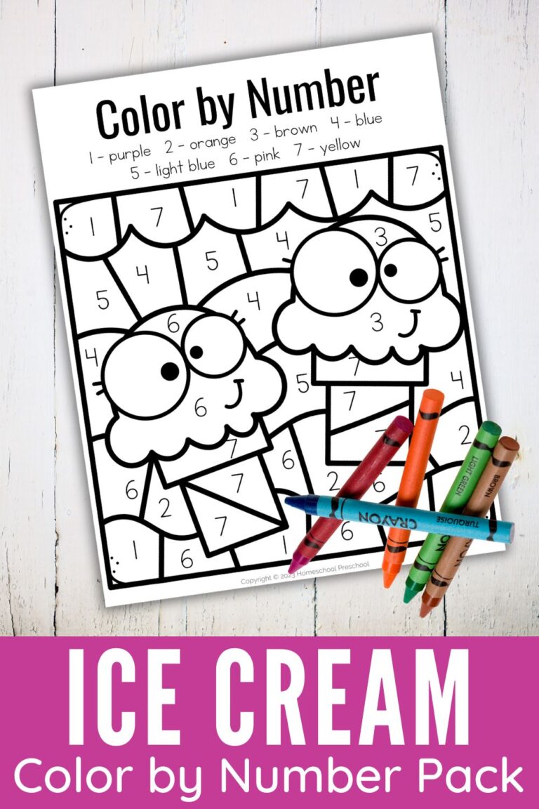 Ice Cream Color by Number Worksheet