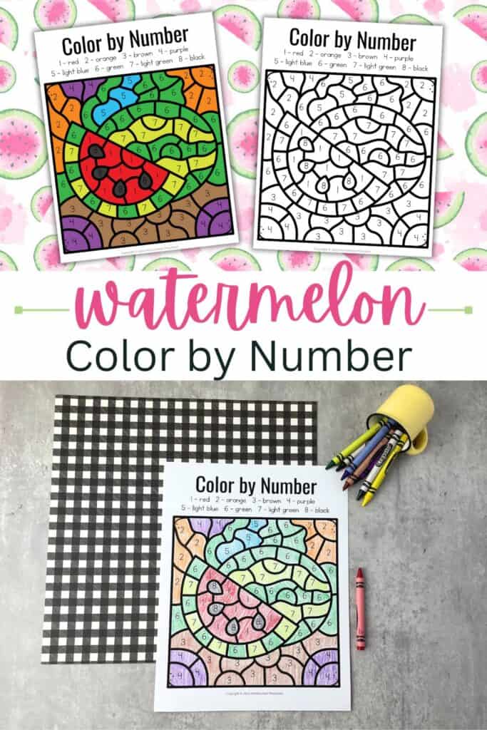 Color Paper Math Watermelon Free Watermelon Color by Number Worksheet