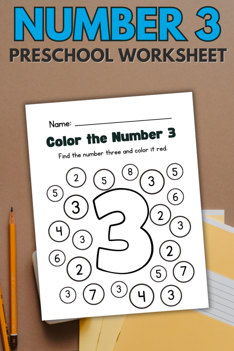 Number 3 Worksheet for Preschool