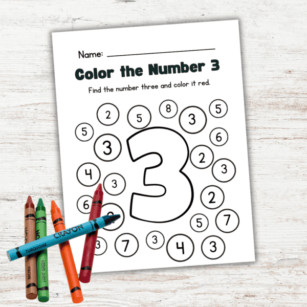 Printable Number 3 Worksheet for Preschool