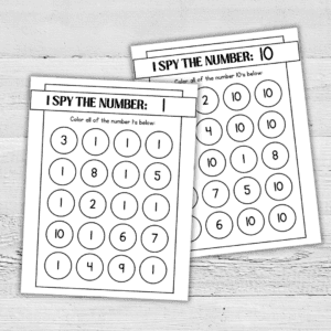 Number Recognition Worksheets 1-10
