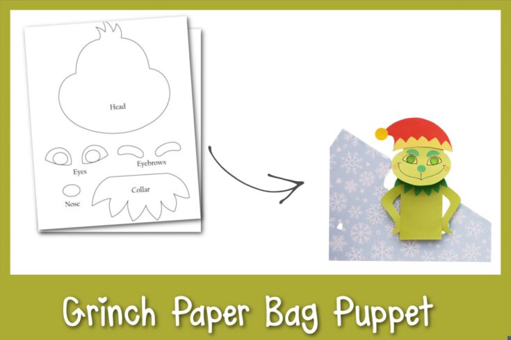 Grinch-Paper-Bag-Puppet-1-1-735x490 Grinch Crafts for Preschool