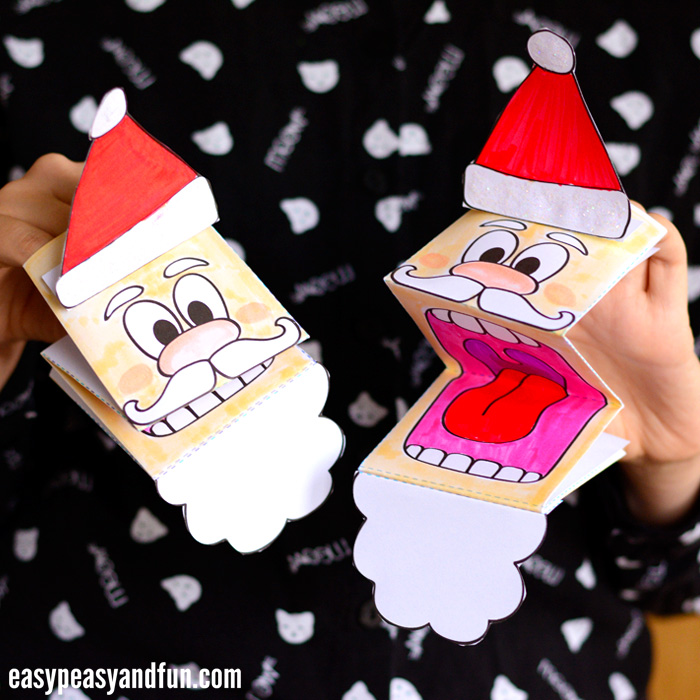 Printable-Santa-Paper-Puppet-Craft-for-Kids-to-Make Santa Claus Crafts for Preschoolers