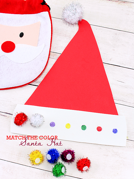 color-match-santa-hat-craft Santa Claus Crafts for Preschoolers