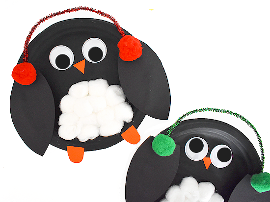 cotton-ball-paper-plate-penguin Paper Plate Penguins