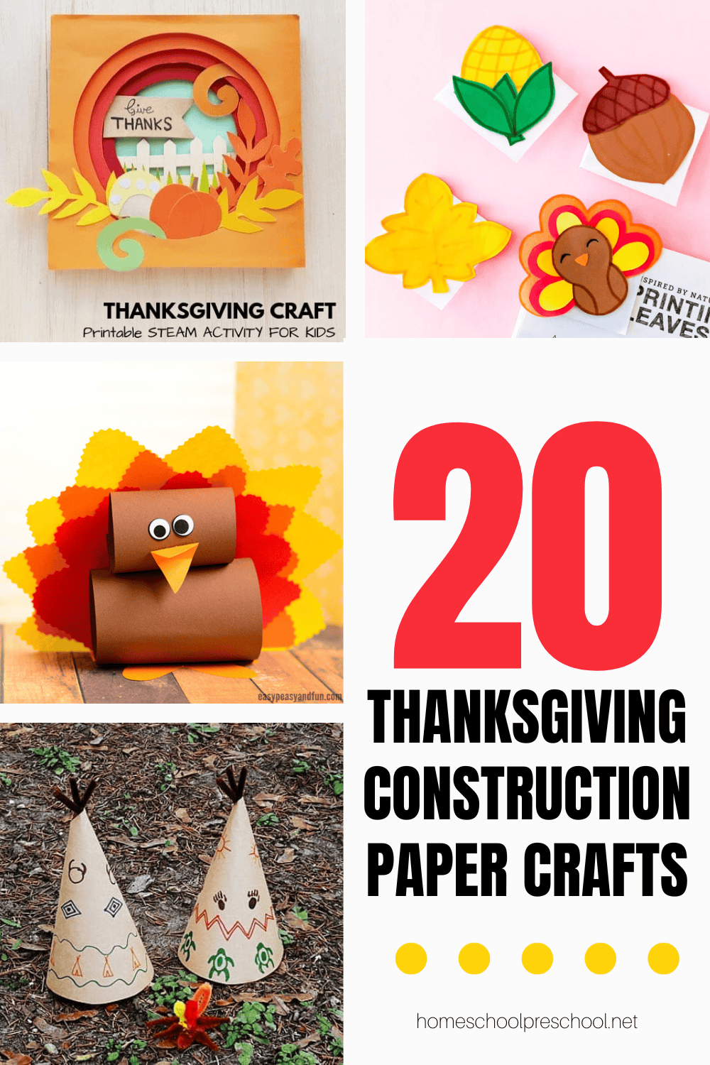20 Thanksgiving Construction Paper Crafts for Preschoolers