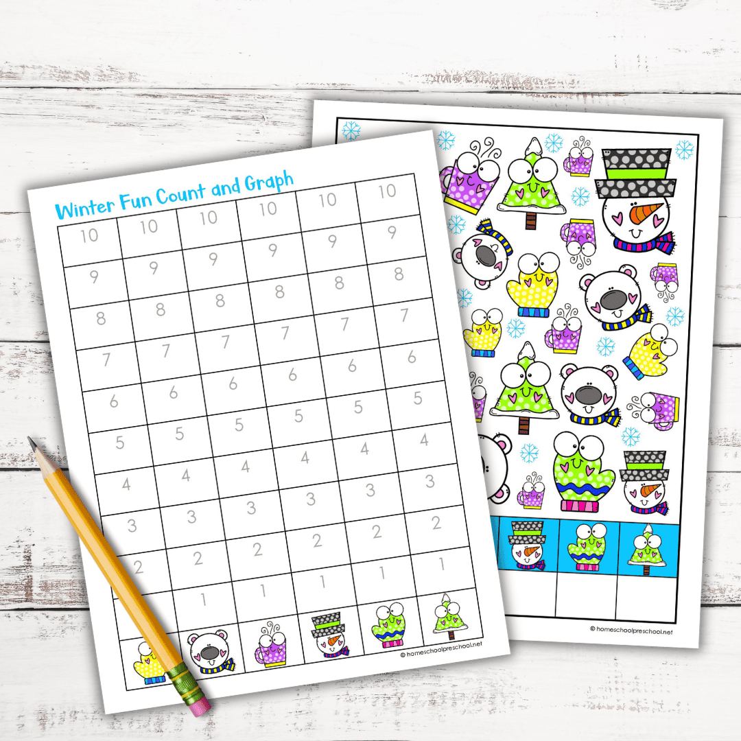 Printable Winter Fun Count and Graph Worksheets