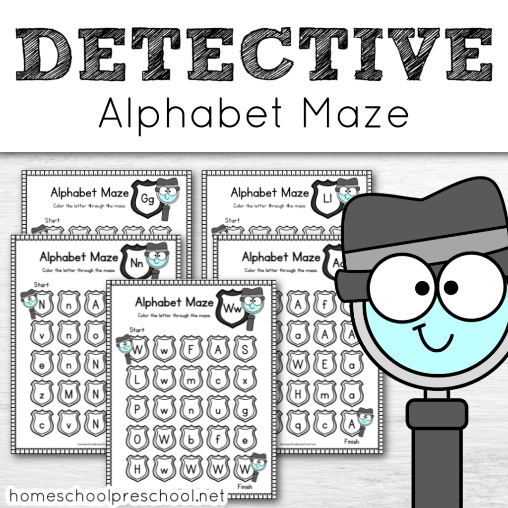 Detective-ALPHABET-Maze-1-1024x1024 Letter Recognition for Preschoolers