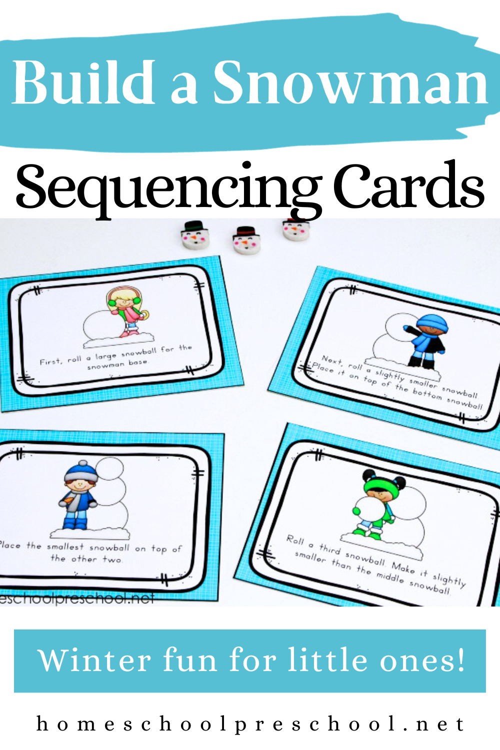 building-a-snowman-sequencing-pictures How to Build a Snowman Sequence Card Printables