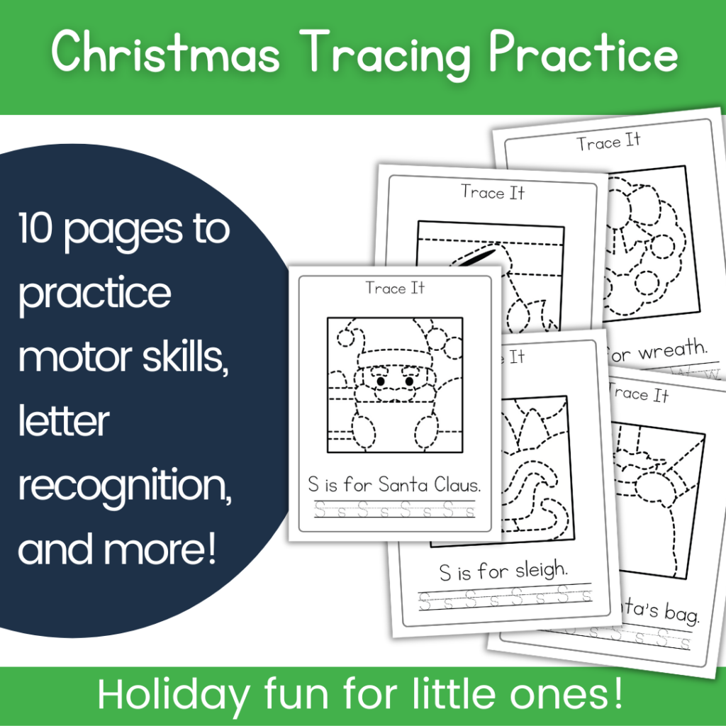 christmas-tracing-printables-1024x1024 Kindergarten Tracing Worksheets