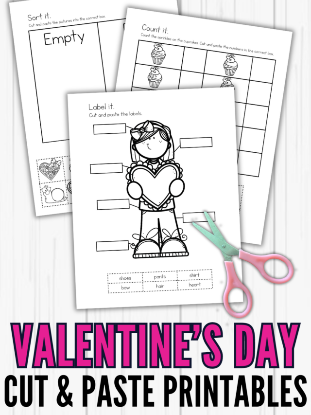 Valentine’s Day Cut and Paste Worksheets Story