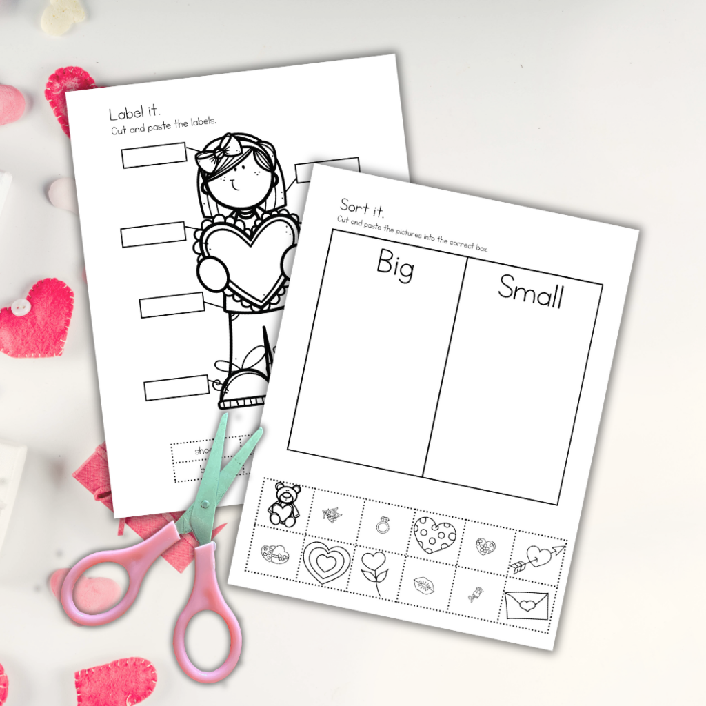 preschool-cut-and-paste-worksheets-1024x1024 Valentine's Day Cut and Paste Worksheets