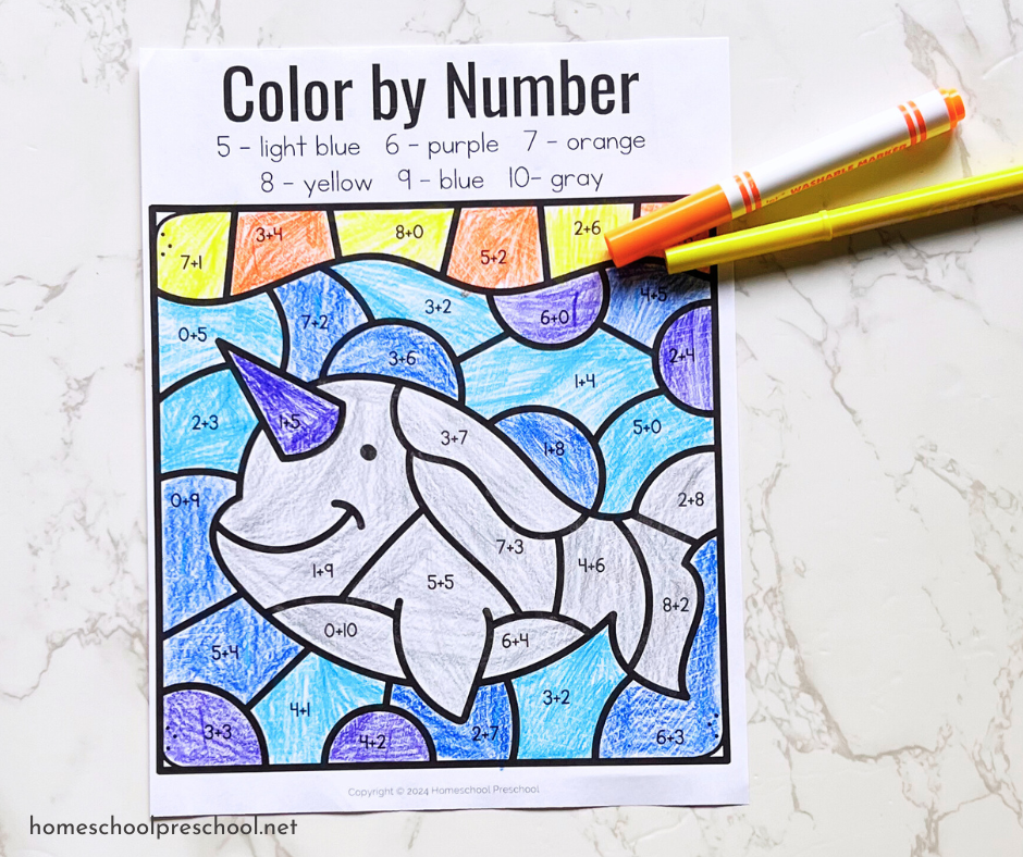 winter-animals-activities-for-toddlers Addition Color by Number