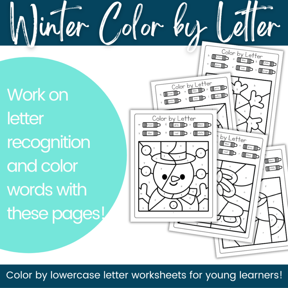 winter-color-by-letter-shop Addition Color by Number