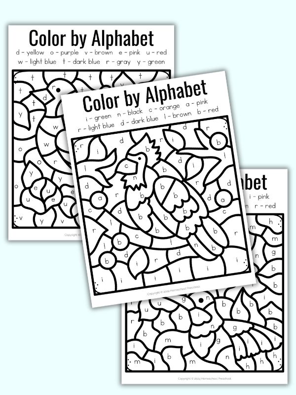 Bird-Themed Color by Alphabet Worksheets