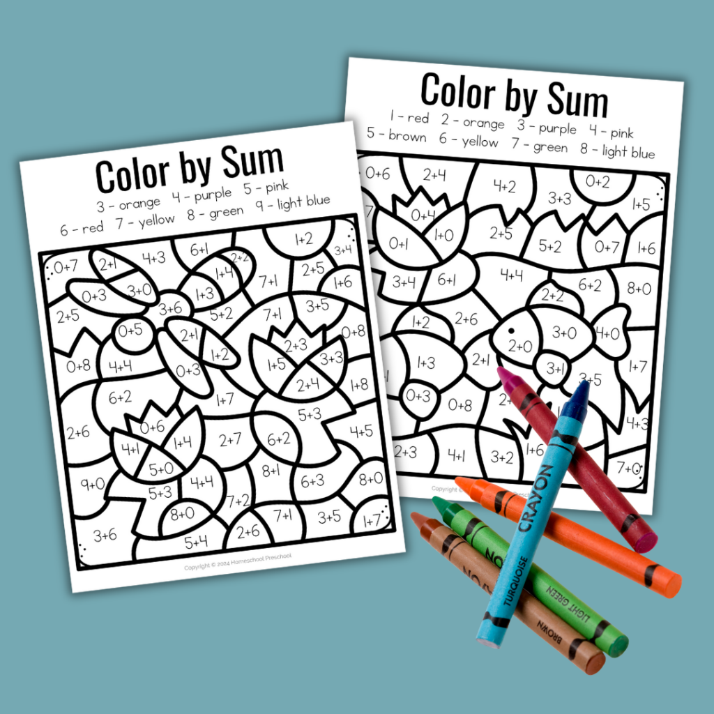 color-by-number-animals-1024x1024 Color by Sum Worksheets
