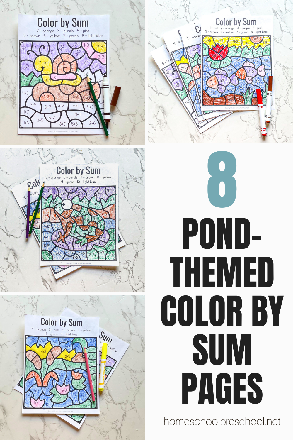 color-by-number-worksheets Color by Sum Worksheets