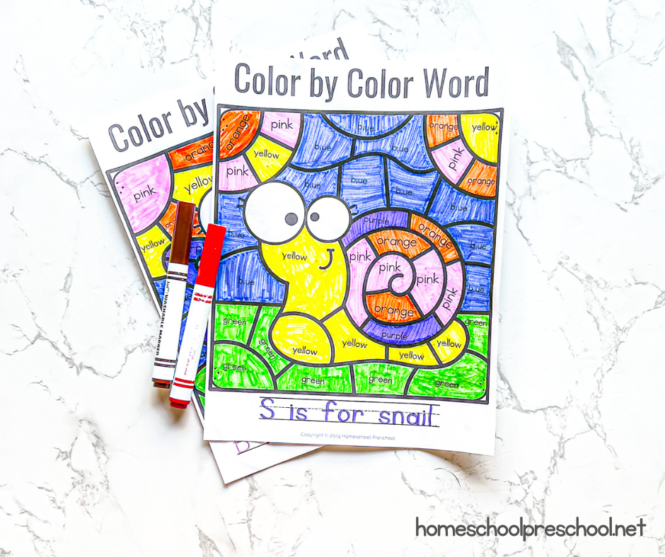 free-bug-coloring-pages Color by Color Words Worksheets