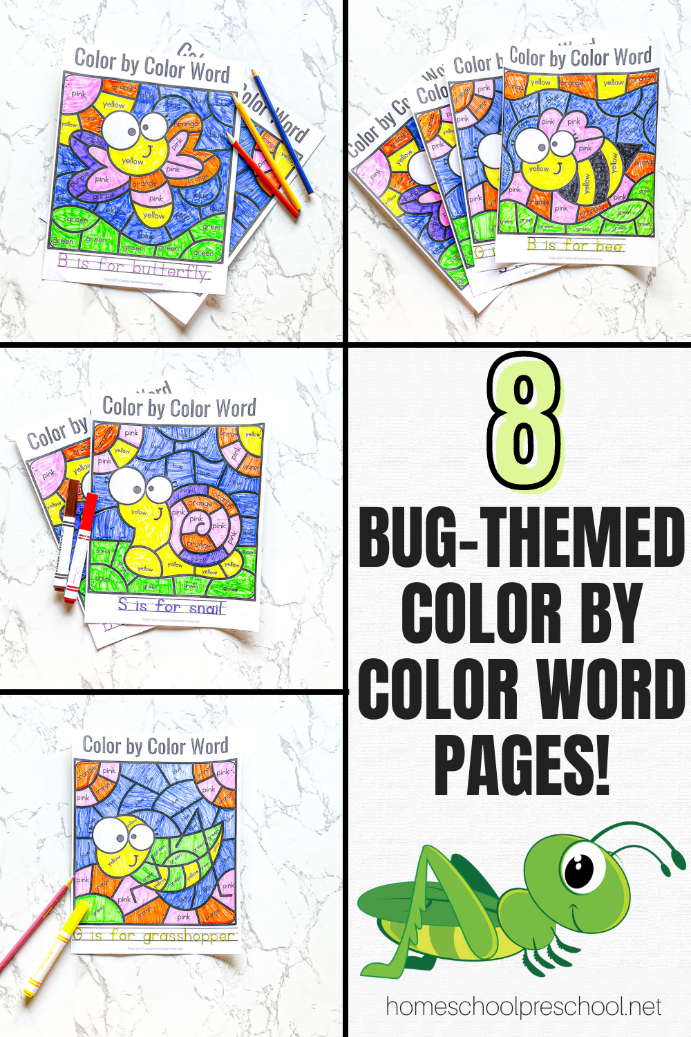 fun-bug-activities-for-kids Color by Color Words Worksheets