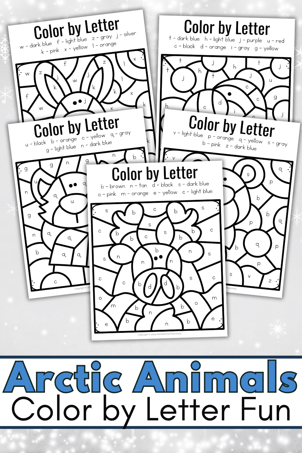 arctic-animals-worksheet Arctic Animals Color by Letter Printable