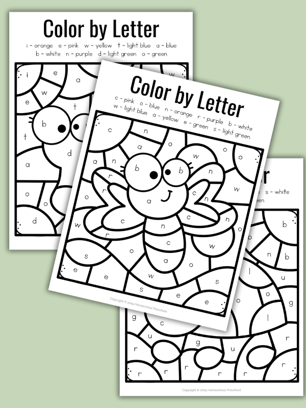 Bugs Color by Letters Printable