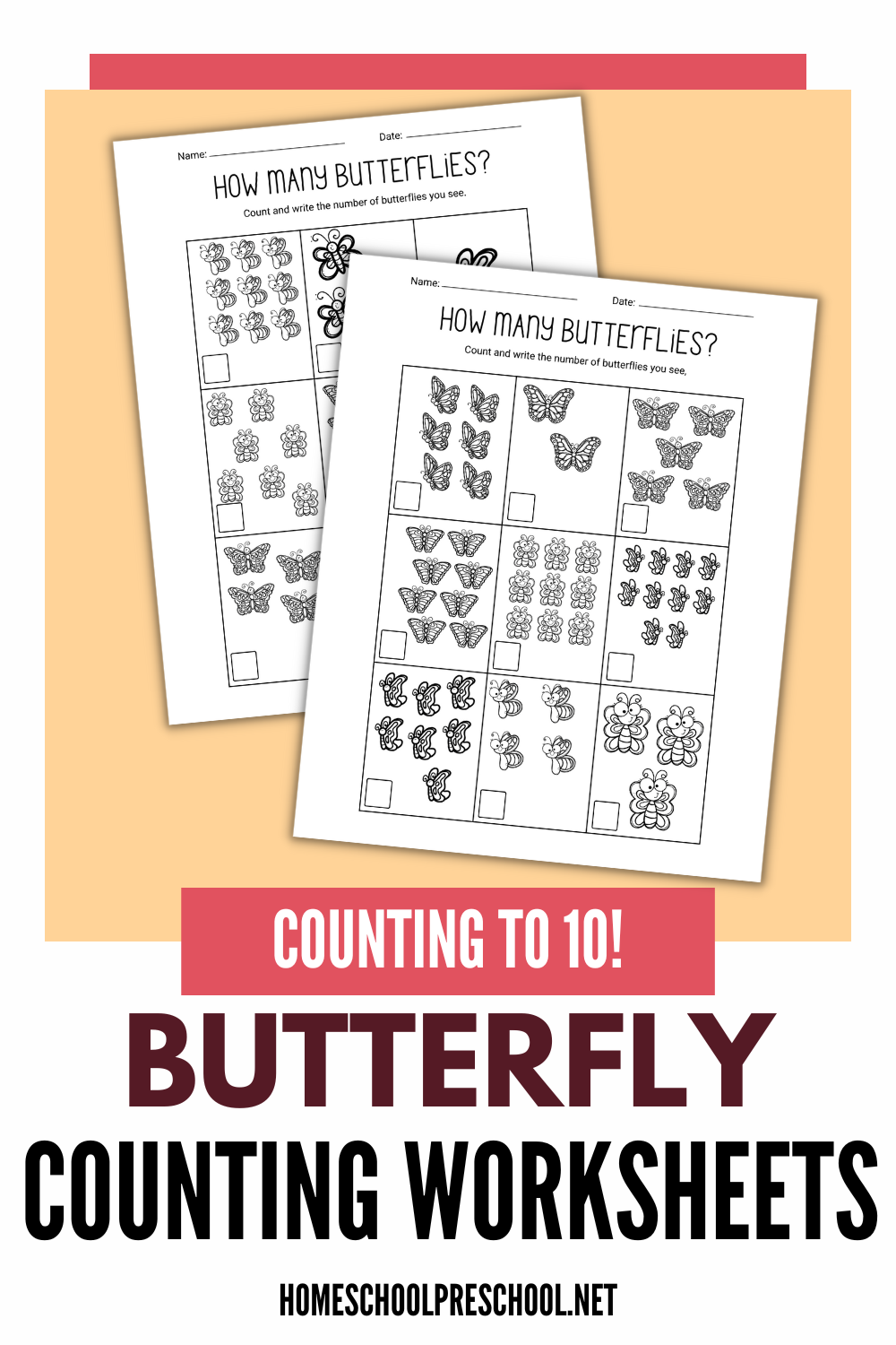 butterfly-preschool Butterfly Counting Worksheet