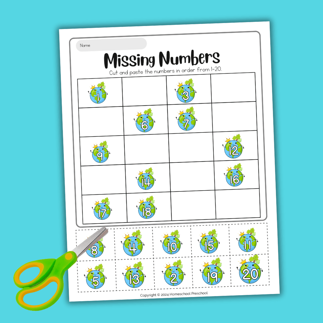 Earth Day Preschool Cut and Paste Worksheets