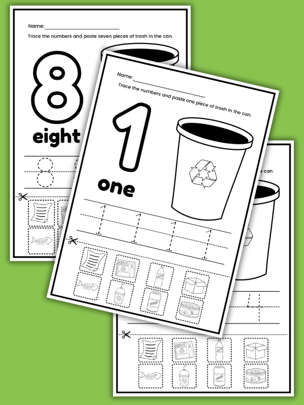 Earth Day Cut and Paste Math Activities