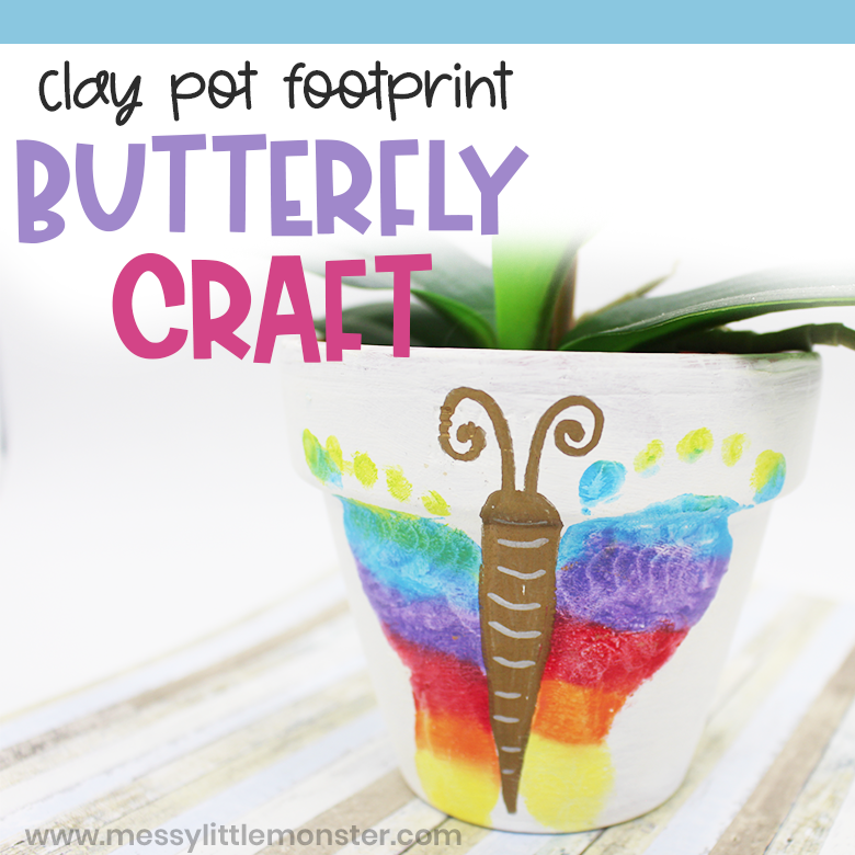 footprint-butterfly-clay-pot-craft-square Spring Footprint Crafts