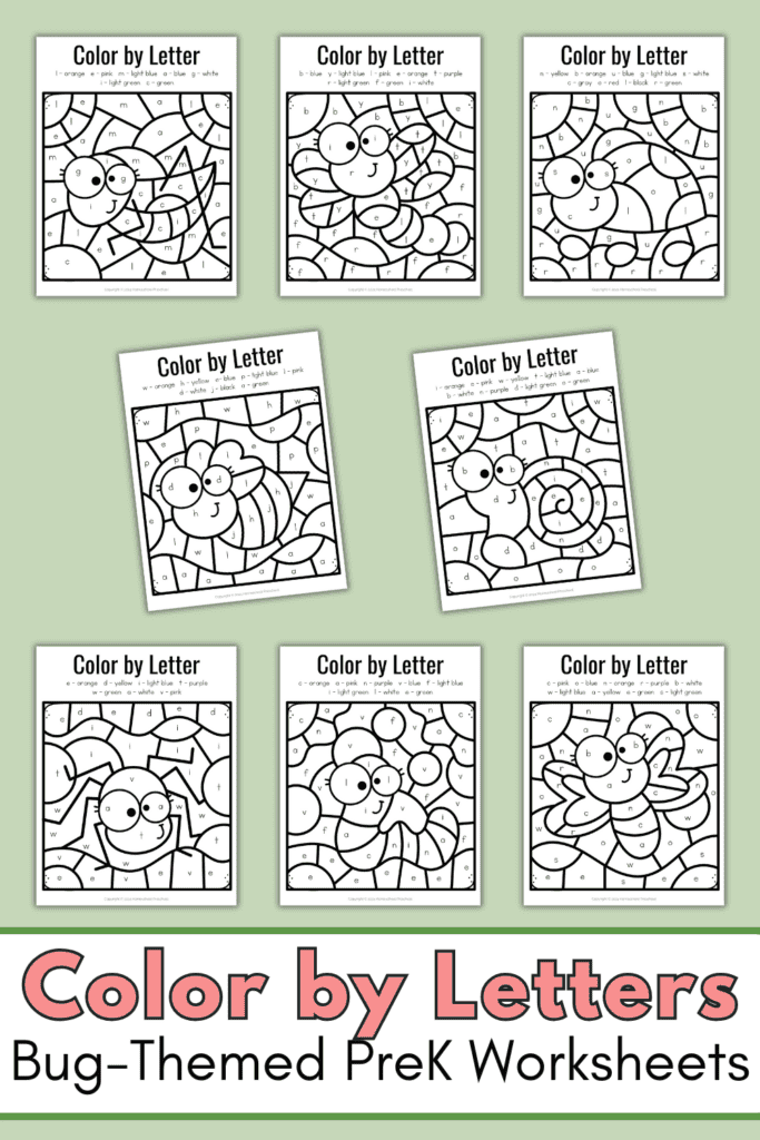 Bugs Color by Letters Printable for Preschool and Kindergarten