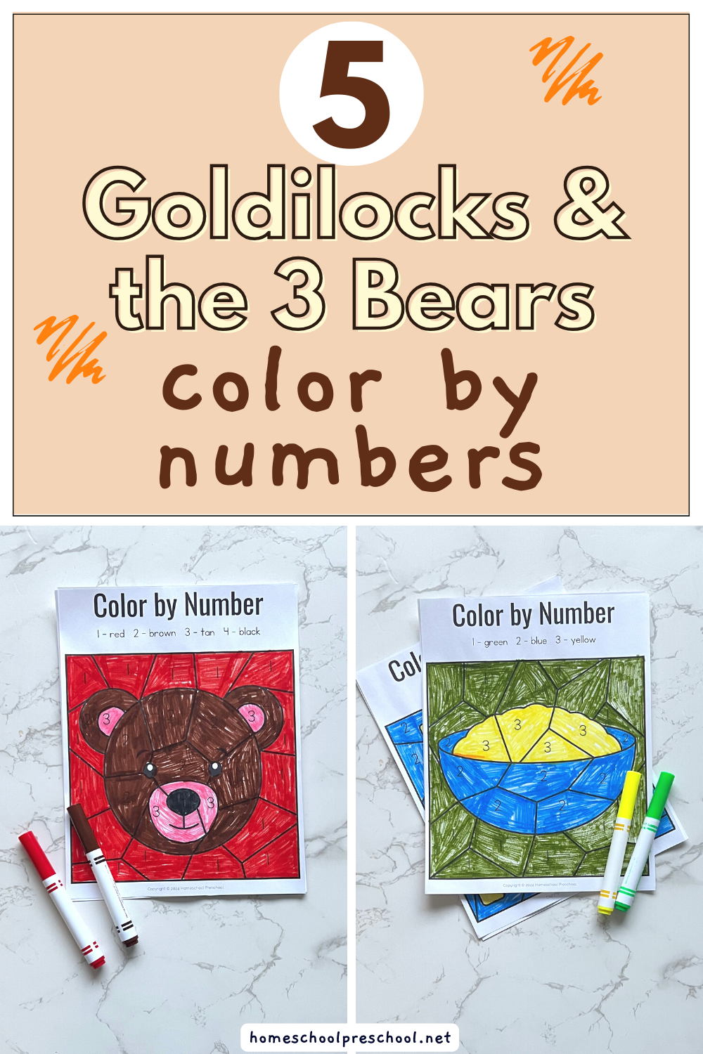goldilocks-and-the-three-bears Easy Color by Number