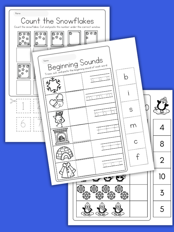 Winter Cut and Paste Worksheets