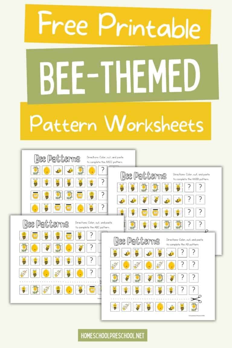 Buzz Into Bee Pattern Worksheets for Preschoolers!