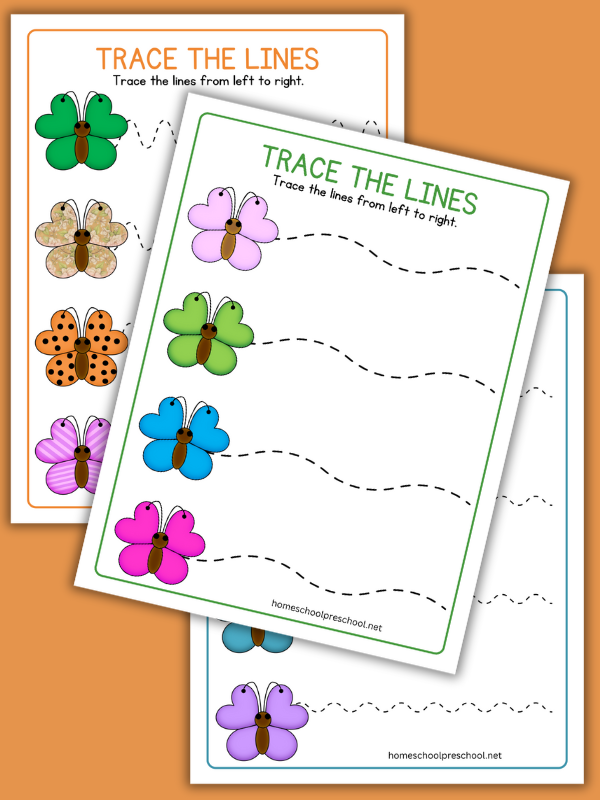 Butterfly Tracing Lines Worksheets