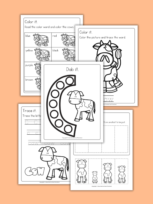 C is for Cow Worksheets