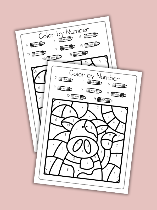 Cow Color by Number Worksheets