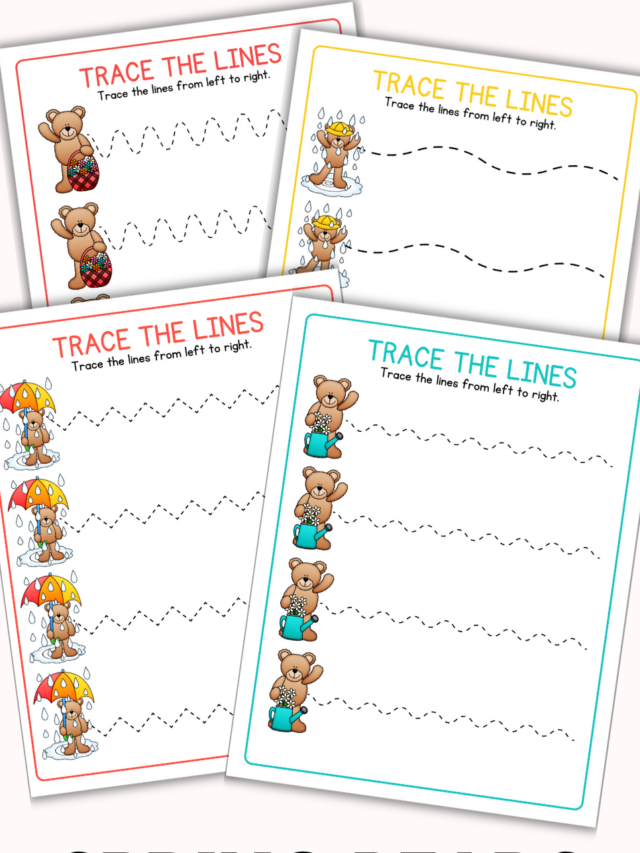 Spring Bears Tracing Lines for Preschool Story