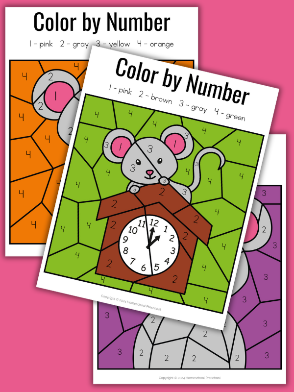 Hickory Dickory Dock Color by Numbers