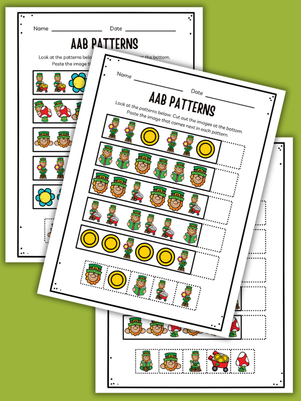 Leprechaun AAB Pattern Worksheets