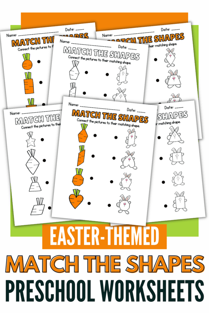 Free Easter Matching Shapes Worksheets for Preschoolers