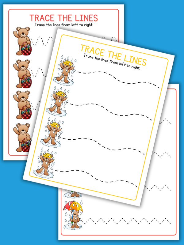 Spring Bears Tracing Lines for Preschool