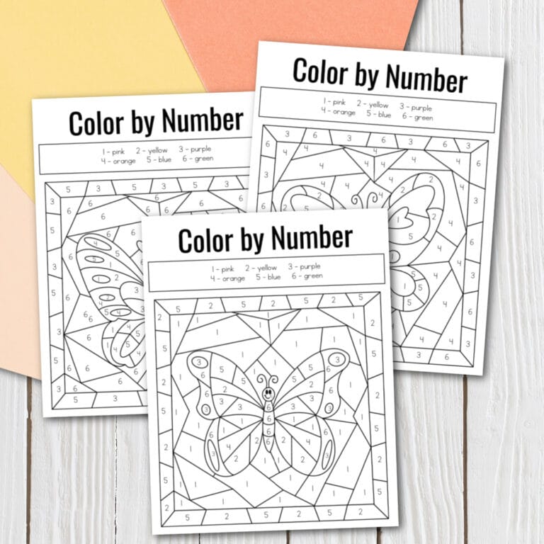 Print And Color: Butterfly Color By Number Pages