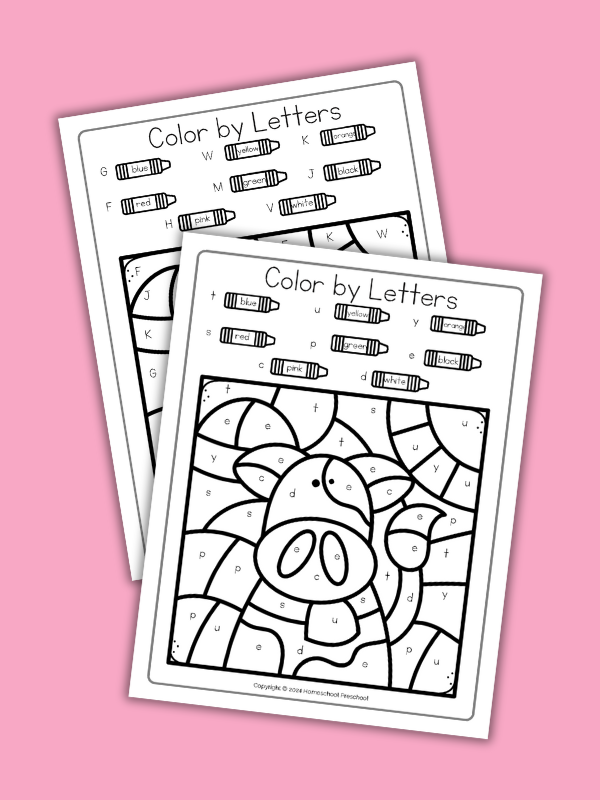 Cow Color by Letter Worksheets