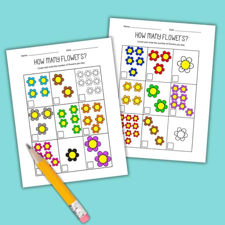 Flower Counting Worksheets - Preschool Math