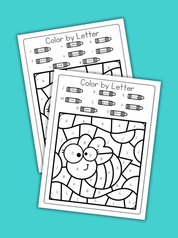Bee Color by Letter Worksheets