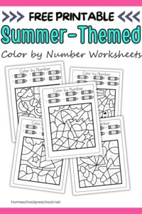 Fun Color by Number Summer Printables for Preschoolers