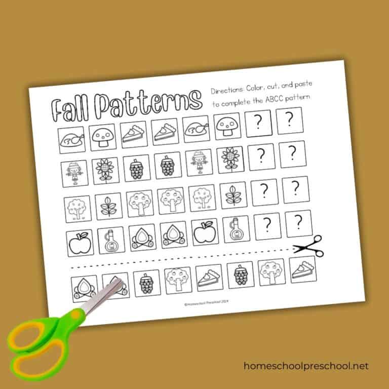 Fall Pattern Worksheets: Engaging Math Activities for Preschoolers